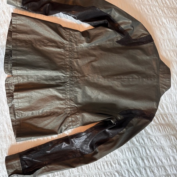 Vince Army Green Polished Cotton and Leather Utility Jacket XS - Picture 15 of 15